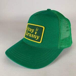 Grass Clipping Stay Grassy Mens Green Snapback Trucker Hat